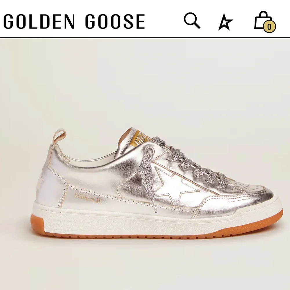 GOLDEN GOOSE Women’s Yeah Sneakers in Silver Laminated Leather - Picture 6 of 10